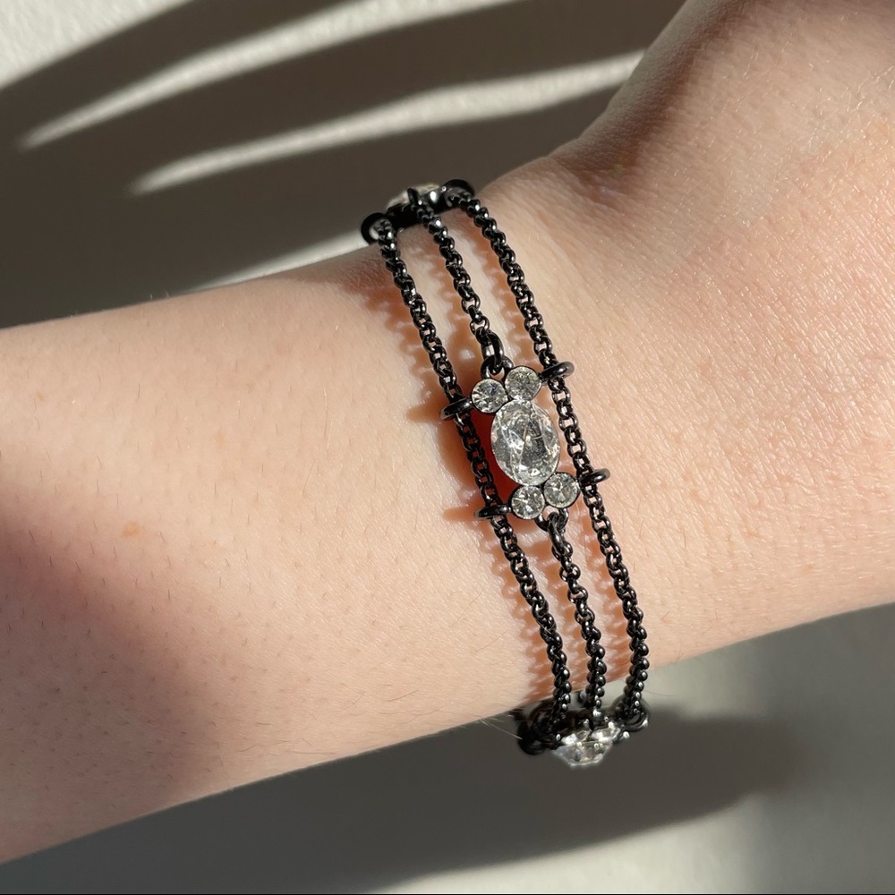 Givenchy crystal bracelet - black gunmetal metal cz stone